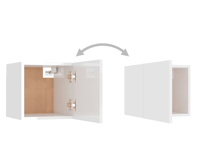 Set TV ormarića, 3 komada, bijeli visokog sjaja, MDF