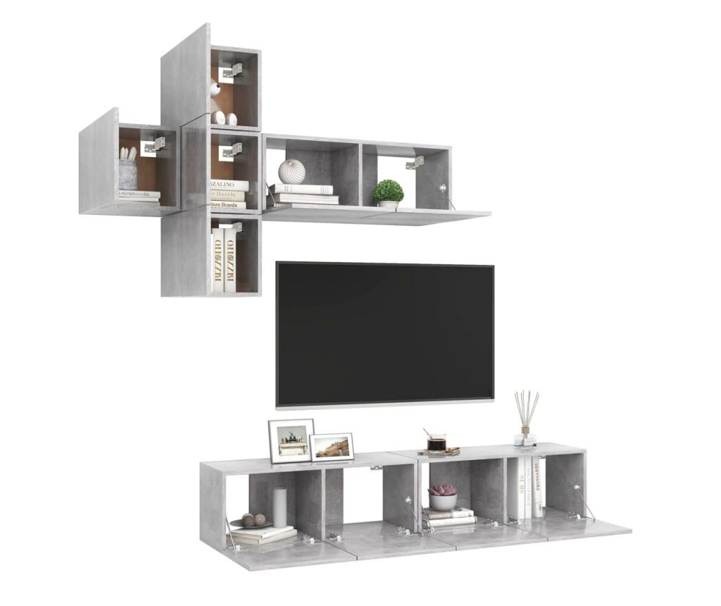 Set za TV, 7 komada, betonski sivi, PAL - 3