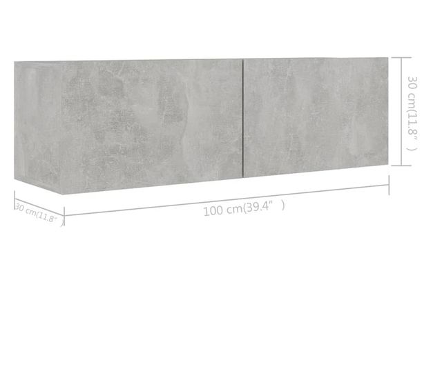 Set TV ormara, 7 dijelova, sivi beton, iverica