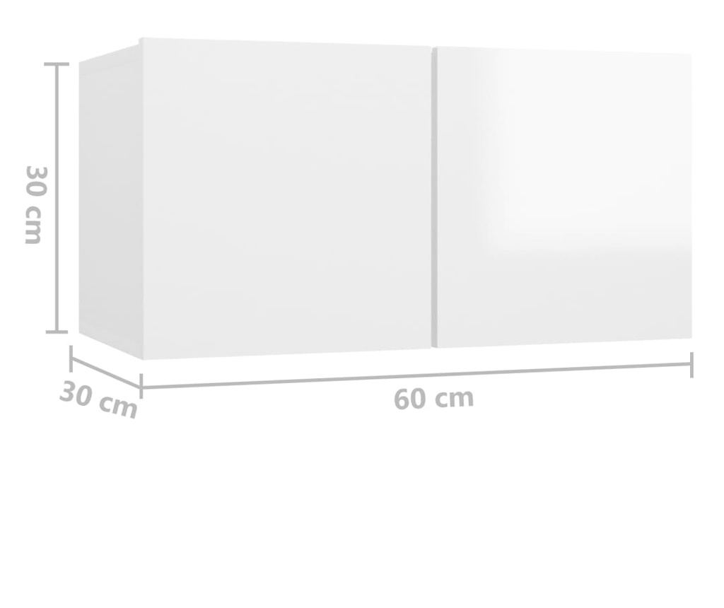 Set TV ormarića, 7 dijelova, bijela ekstra sjajna, PAL - 12
