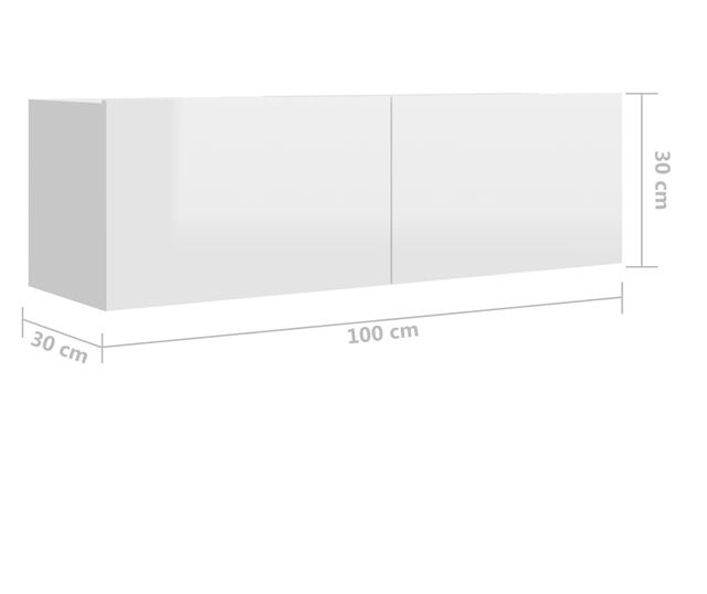 Set TV ormarića, 4 komada, bijeli visoki sjaj, MDF