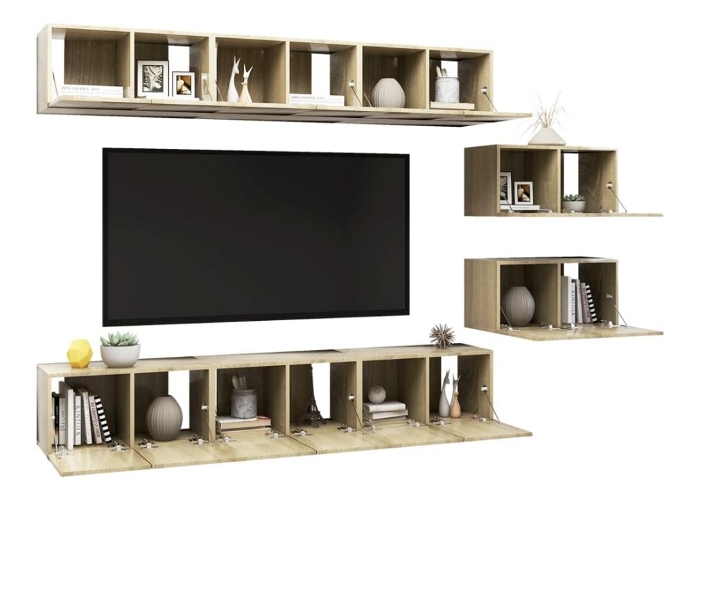 Set TV ormara, 8 komada, sonoma hrast, iverica - 3