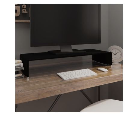 Stalak za TV/Monitor Stakleni Crni 80x30x13 cm 