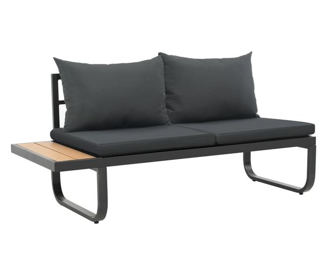 Set vrtne kutne garniture s jastucima, 2 dijela, aluminij, WPC