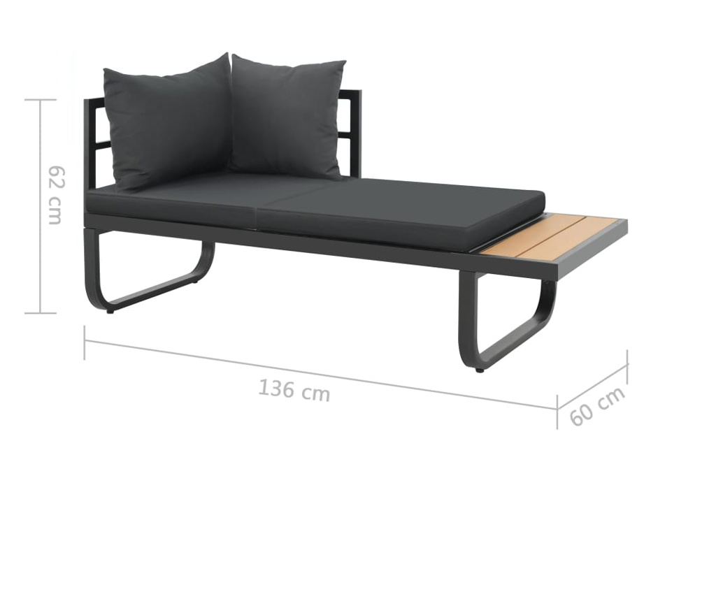 Set vrtne sedežne garniture v kotni izvedbi s blazinami, 2 kosa, aluminij, WPC - 10