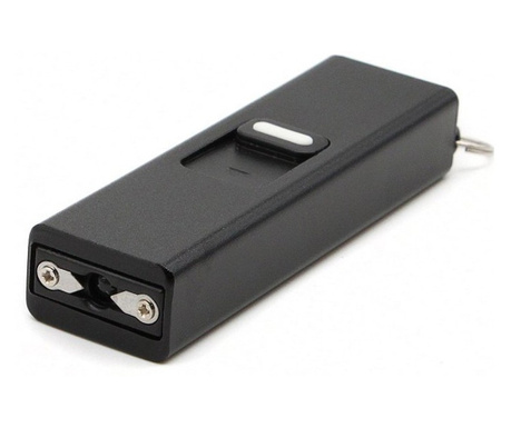 Mini áramütéses kulcstartó zseblámpával, fekete