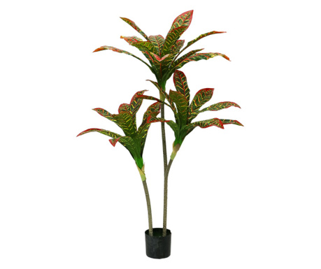 Planta artificiala, Dracaena fara ghiveci, D4266, 140cm, verde/rosu