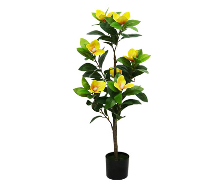 Planta artificiala, Magnolie fara ghiveci, D4270, 110cm, verde/galben