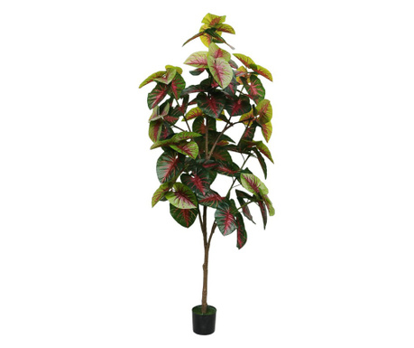 Planta artificiala, Alocasia fara ghiveci, D4288, 200cm, verde/rosu