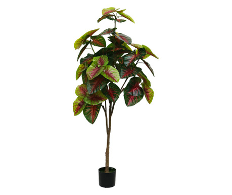 Planta artificiala, Alocasia fara ghiveci, D4289, 165cm, verde/rosu