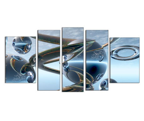 Set Tablou DualView Startonight Odisea spatiala, 5 piese, luminos in intuneric, 90 x 180 cm