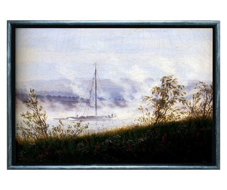 Tablou Startonight Barca pe Elba, Caspar Friedrich, reproducere, Rama exterioara Silver, luminos in intuneric, 50 x 70 cm