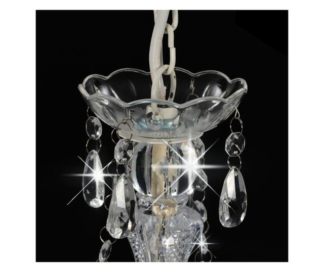 Candelabru cu mărgele, alb, rotund, 3 becuri E14