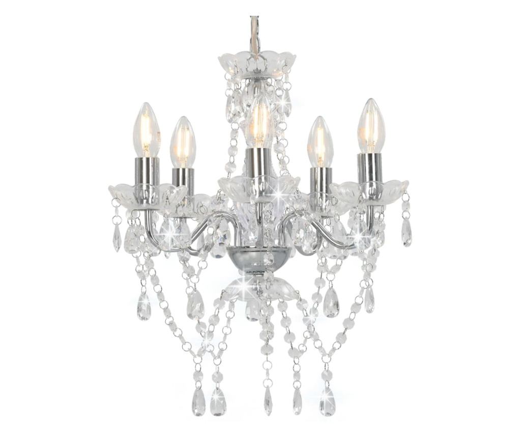 Luster s kristalnim perlama srebrni okrugli 5 x E14 - 2
