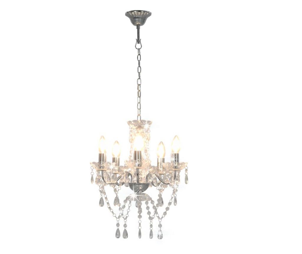 Luster s kristalnim perlama srebrni okrugli 5 x E14 - 4
