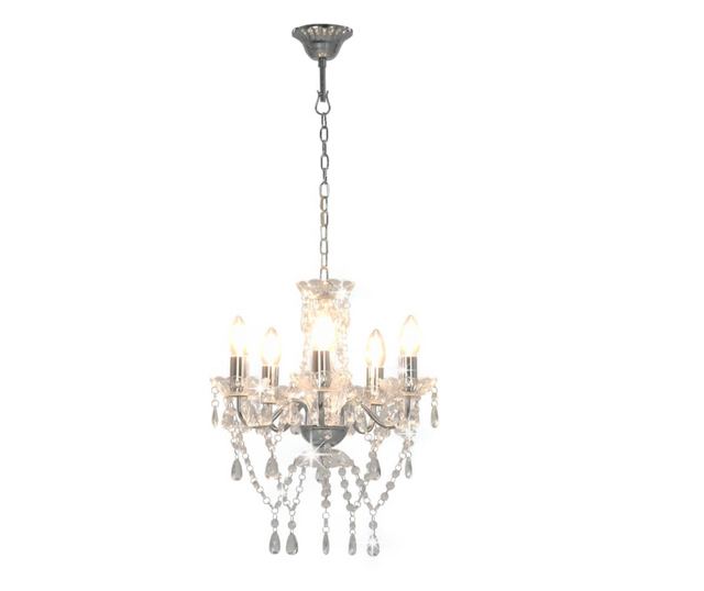 Luster s kristalnim perlama srebrni okrugli 5 x E14