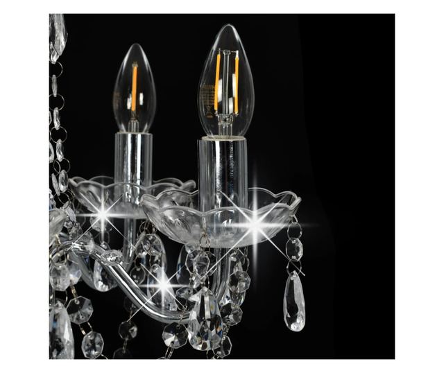 Luster s kristalnim perlama srebrni okrugli 5 x E14