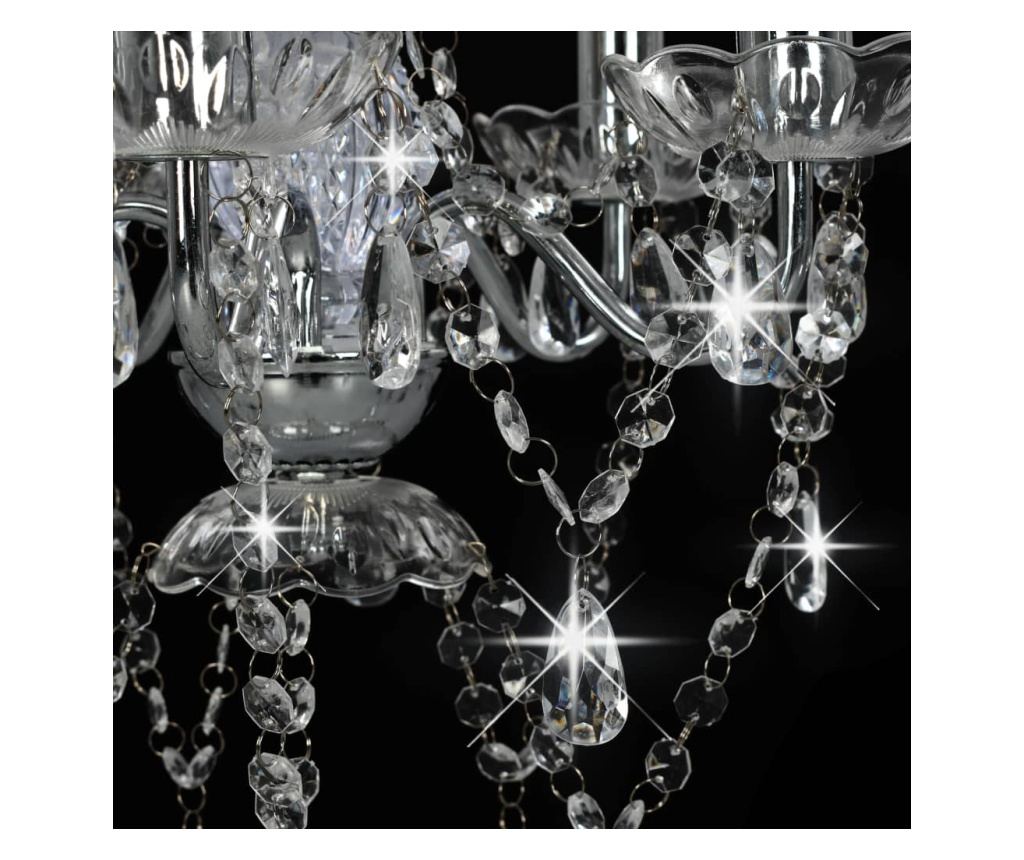 Luster s kristalnim perlama srebrni okrugli 5 x E14 - 11