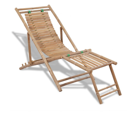 Стол-шезлонг с подложка за крака, бамбук