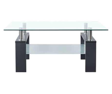 Klubska mizica siva in prozorna 95x55x40 cm kaljeno steklo