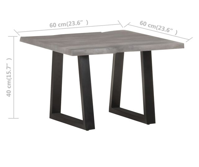 Stolić za kavu, prirodni rubovi, 60x60x40 cm, masivno drvo akacije