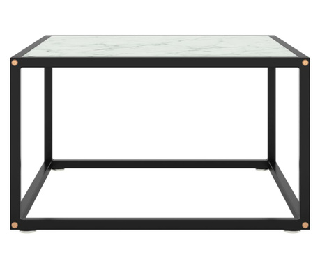 Masa de ceai, negru cu sticla alba marmorata, 60x60x35 cm