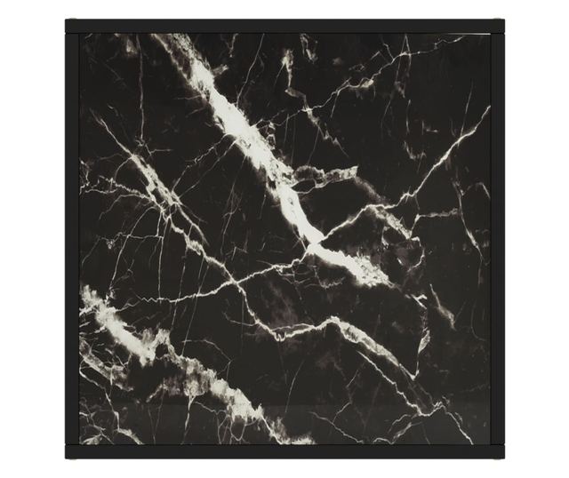 fekete dohányzóasztal fekete márvány mintás üveggel 60x60x35 cm