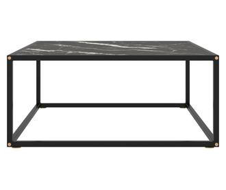 fekete dohányzóasztal fekete márvány mintás üveggel 80x80x35 cm