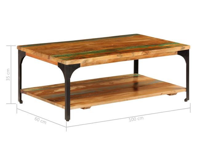 Stolić za kavu s policom, 100 x 60 x 35 cm, reciklirano masivno drvo