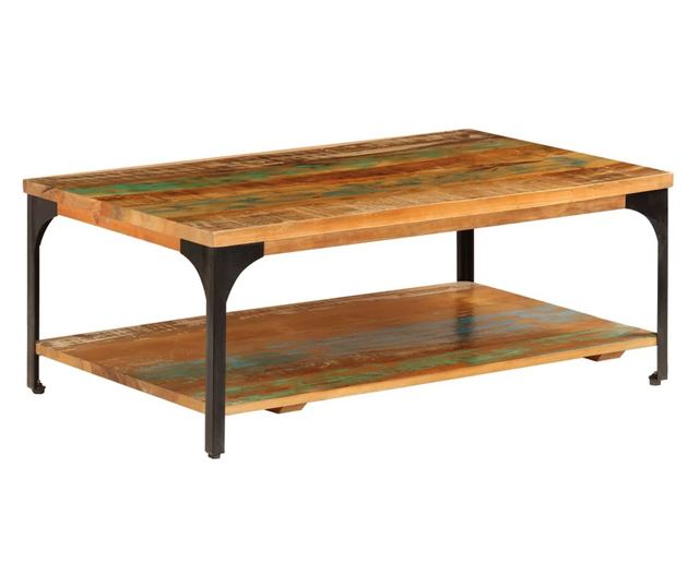 Stolić za kavu s policom, 100 x 60 x 35 cm, reciklirano masivno drvo