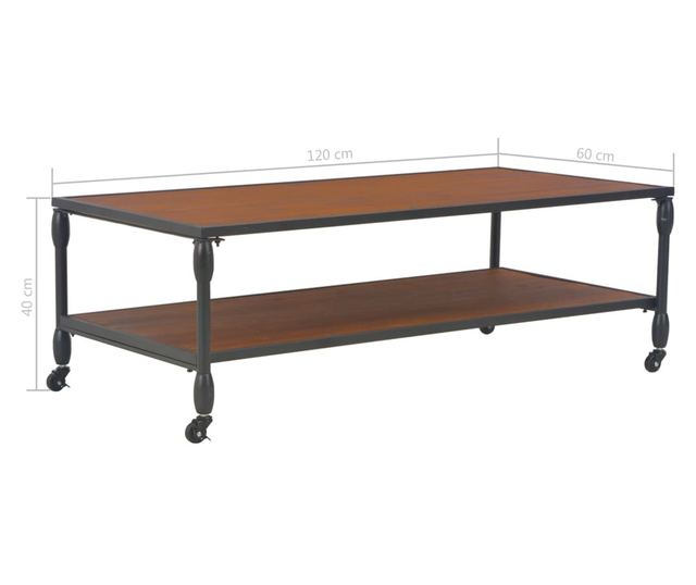 Stolić za kavu s policom, 120x60x40 cm, masivno drvo jele