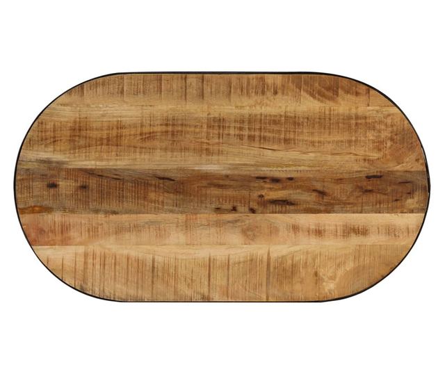 Ovalni stolić za kavu, 100 cm, masivno drvo manga i čelik