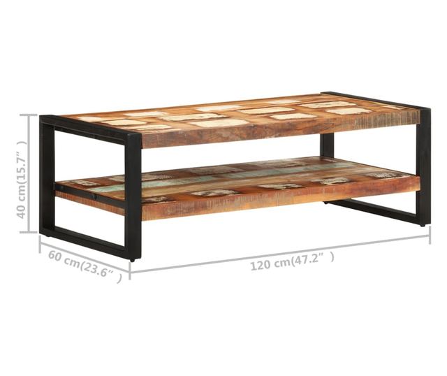 Stolić za kavu, 120x60x40 cm, reciklirano masivno drvo