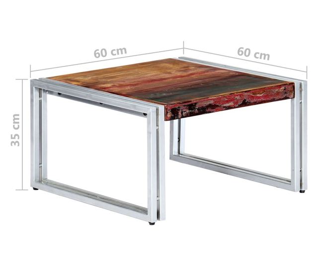 Stolić za kavu, 60 x 60 x 35 cm, reciklirano masivno drvo