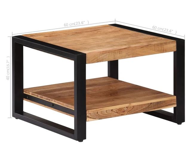 Stolić za kavu, 60 x 60 x 40 cm, masivno drvo akacije