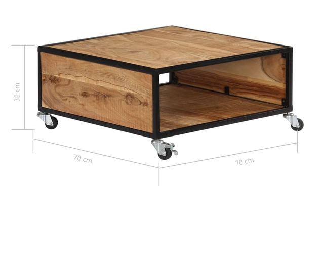 Stolić za kavu, 70 x 70 x 32 cm, masivno drvo akacije