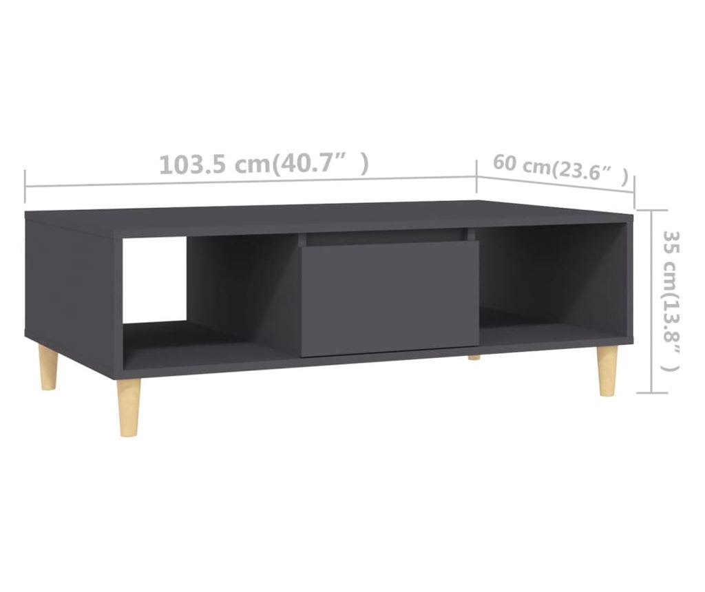 Маса за кафе, сива, 103,5x60x35 см, ПДЧ - 14