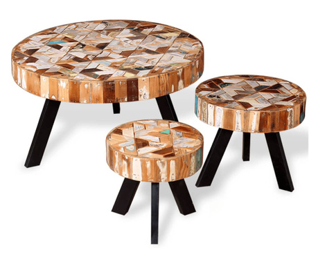 3-delni komplet klubskih mizic trden predelan les