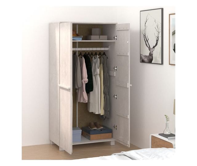 Ormar, bijeli, 89x50x180 cm, masivno drvo bor