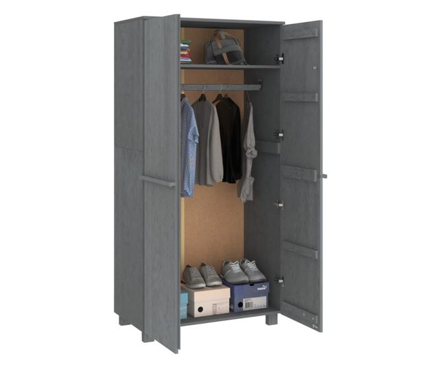 Ormar, tamno siva, 89x50x180 cm, masivno drvo bor