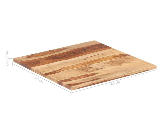 Stolna ploča, 80 x 80 cm, masivno drvo sheesham, 25-27 mm