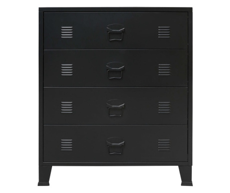 Comoda sertare, metal, stil industrial, 78x40x93 cm, negru