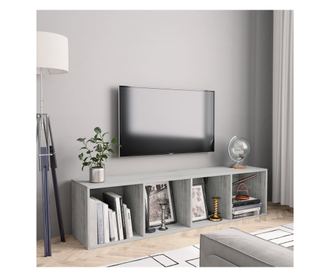 betonszürke könyv-/TV-szekrény 143 x 30 x 36 cm