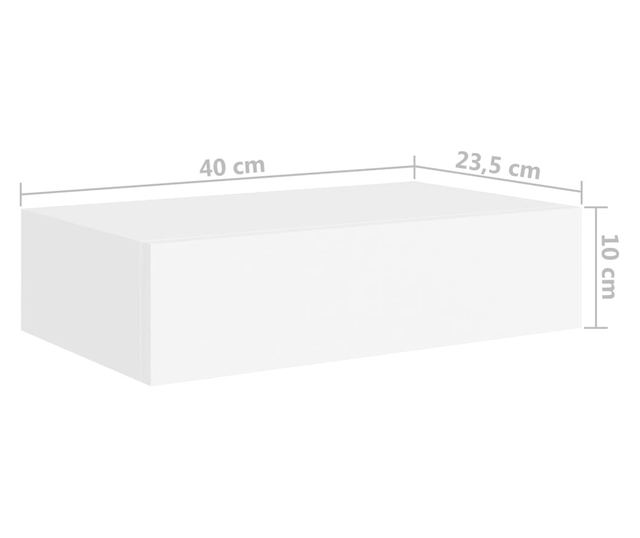 Raft de perete cu sertar, alb, 40x23,5x10 cm, MDF