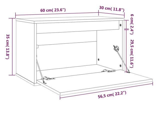 Zidni ormarić, 60x30x35 cm, masivno borovo drvo