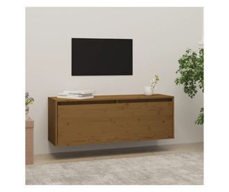mézbarna tömör fenyőfa faliszekrény 100 x 30 x 35 cm