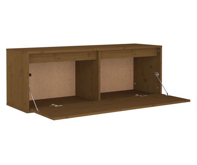 mézbarna tömör fenyőfa faliszekrény 100 x 30 x 35 cm