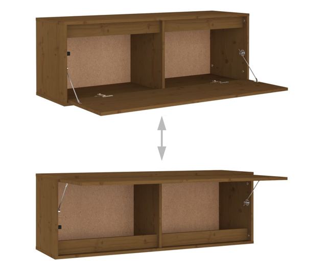 mézbarna tömör fenyőfa faliszekrény 100 x 30 x 35 cm
