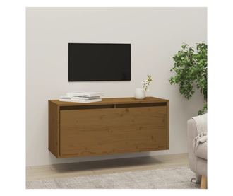 mézbarna tömör fenyőfa faliszekrény 80 x 30 x 35 cm