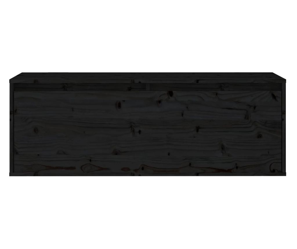 fekete tömör fenyőfa faliszekrény 100 x 30 x 35 cm - 9